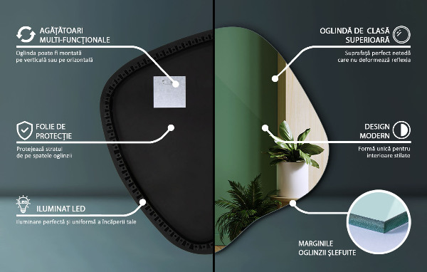Unregelmäßiger spiegel mit led 68x67 cm