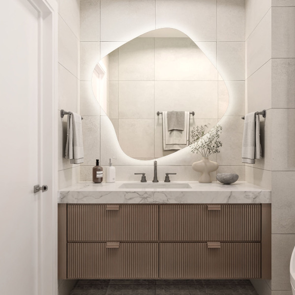 Unregelmäßiger spiegel mit led 77x77 cm