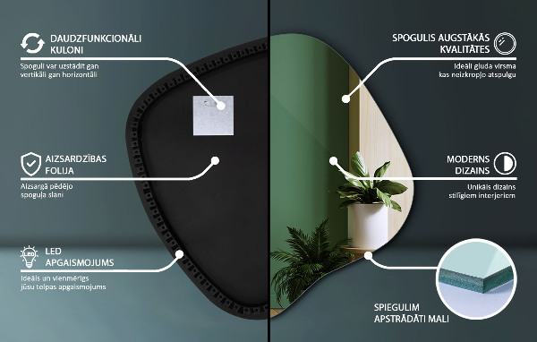 Unregelmäßiger spiegel mit led 77x77 cm