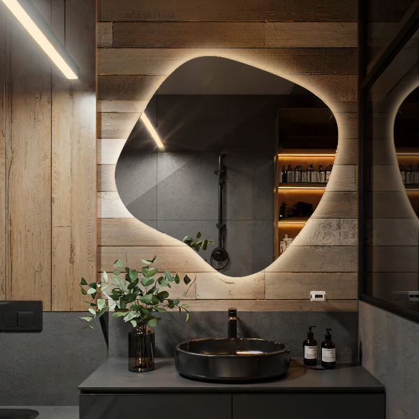 Unregelmäßiger spiegel mit led 77x77 cm