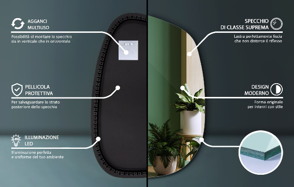 Ausgefallene spiegel mit led 55x38 cm