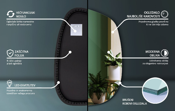 Led spiegel organisch 79x57 cm