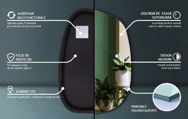 Led spiegel organisch 79x57 cm