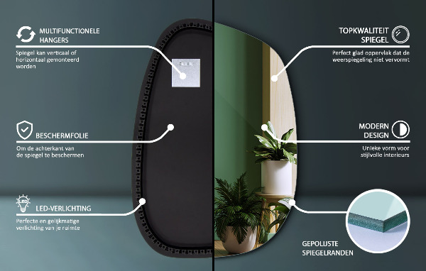 Led spiegel organisch 79x57 cm