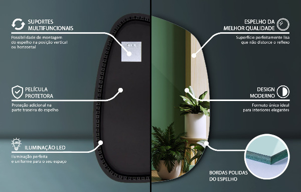 Led spiegel organisch 79x57 cm