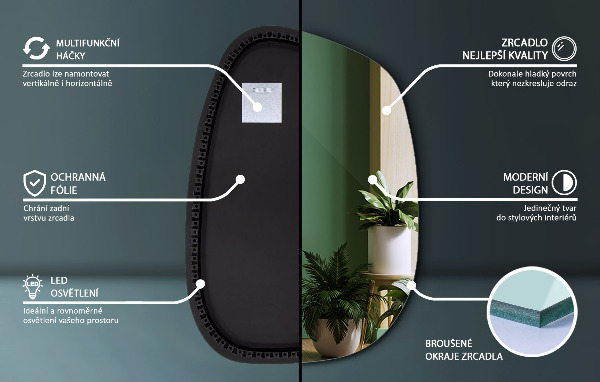 Led organische spiegel 91x66 cm