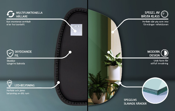 Led organische spiegel 91x66 cm