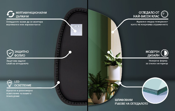 Led organische spiegel 91x66 cm