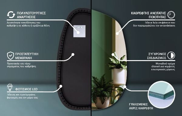 Led organische spiegel 91x66 cm