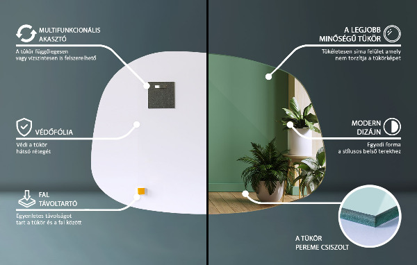 Asymmetrischer spiegel klecks 49x34 cm