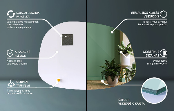 Asymmetrischer spiegel klecks 91x66 cm