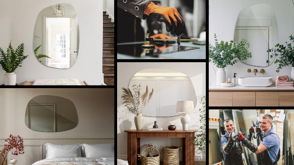 Asymmetrischer spiegel klecks 91x66 cm