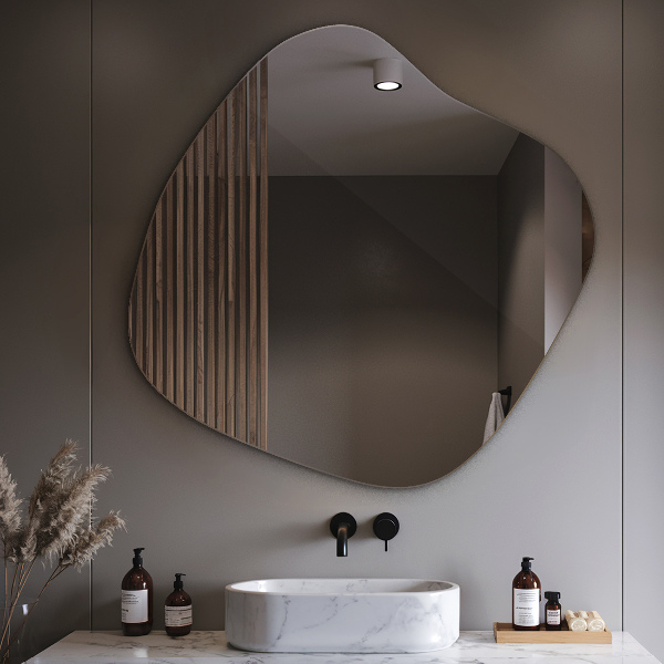 Asymmetrischer klecksform Spiegel original 58x59 cm