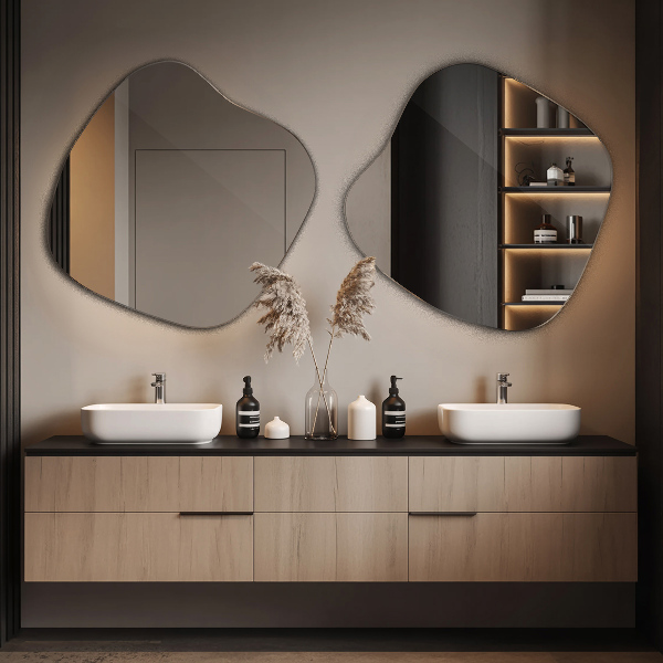 Asymmetrischer klecksform Spiegel original 58x59 cm