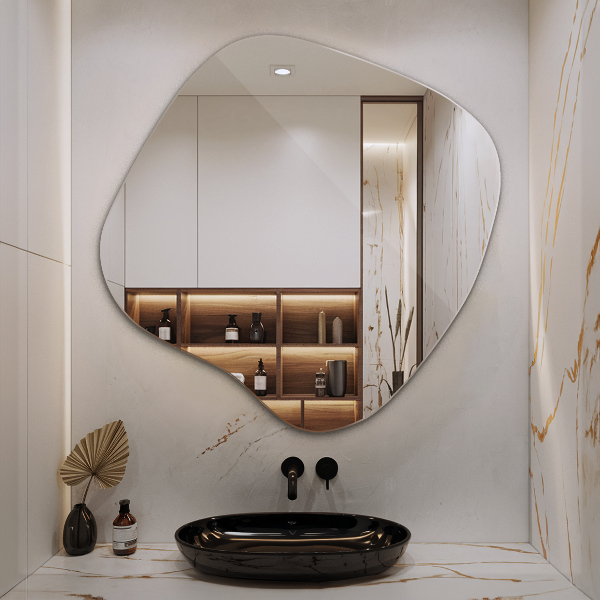 Asymmetrischer klecksform Spiegel original 77x77 cm