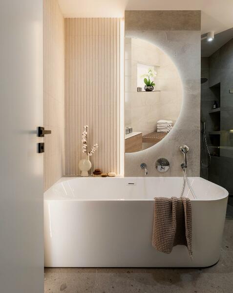 Modern halbrunder led spiegel 40x80 cm