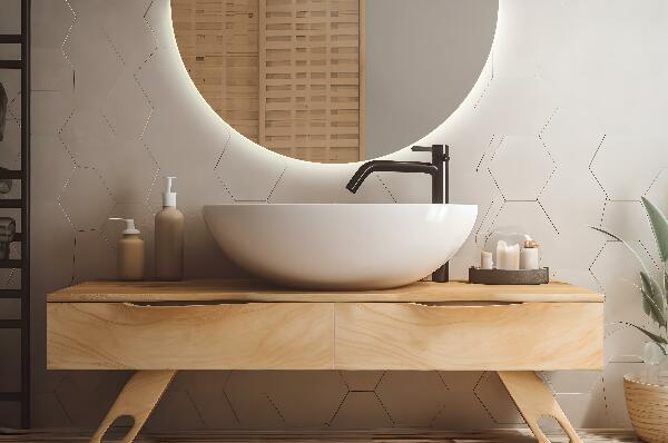 Beleuchteter halbrunder spiegel 50x100 cm