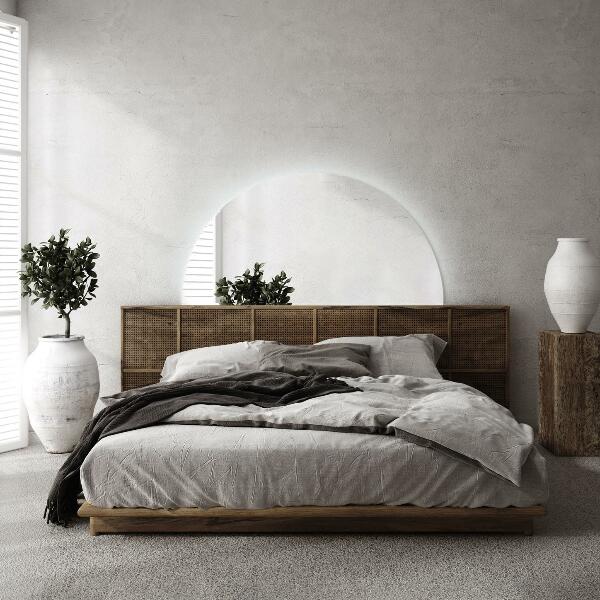 Beleuchteter halbrunder spiegel 50x100 cm