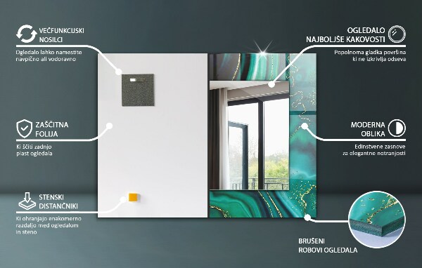 Bedruckter spiegel Kraniche und Bambus