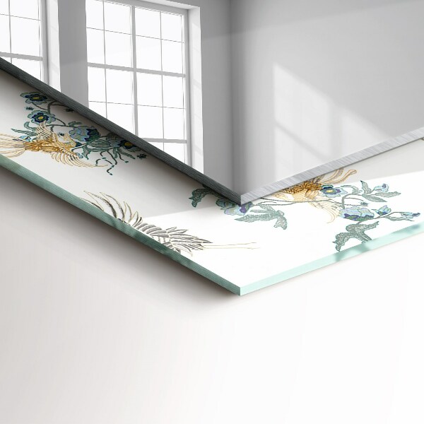 Dekorativer spiegel Vögel und Blumen