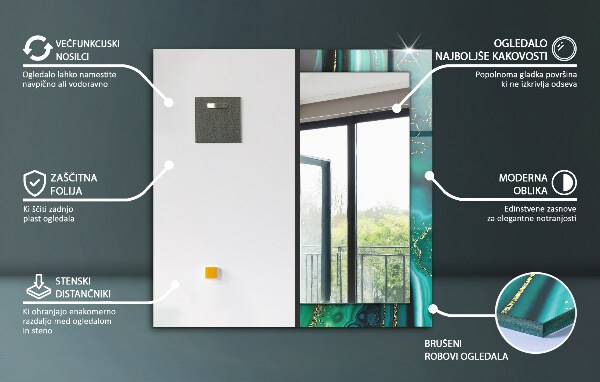 Spiegel mit motivdruck Grüner Marmor