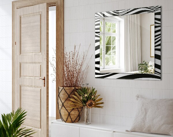 Spiegel mit motivdruck Schwarze und weiße Wellen