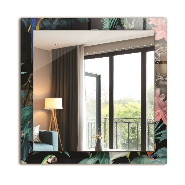 Spiegel mit aufdruck Dschungel-Tiger-Papageien