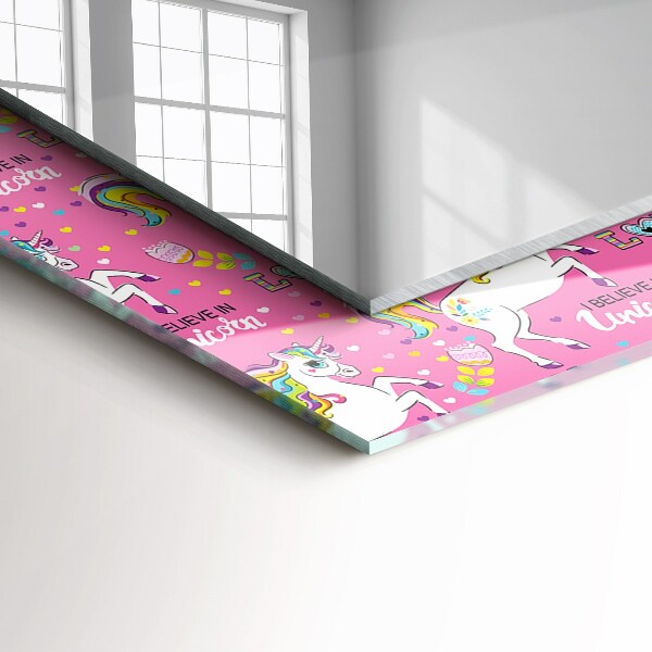 Spiegel mit zierrahmen Einhörner Regenbögen Herzen