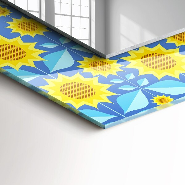 Spiegel mit aufdruck Sonnenblumen Blätter Muster