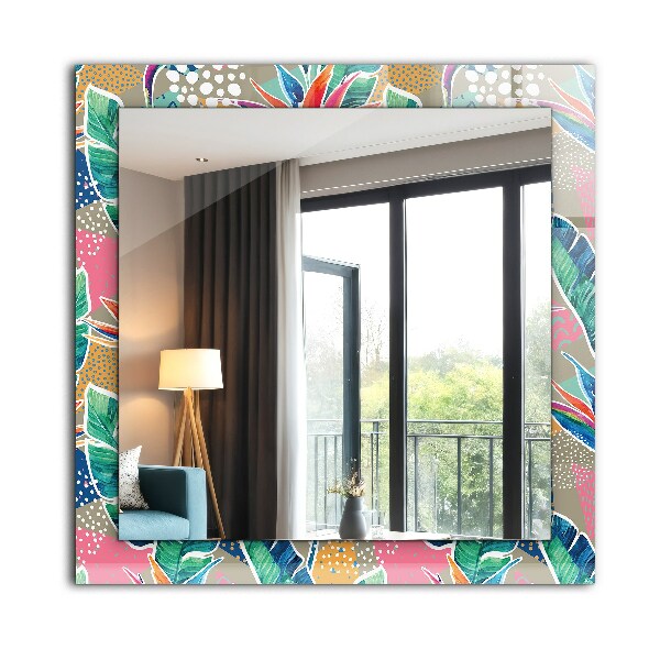 Spiegel mit aufdruck Blumen und Blätter