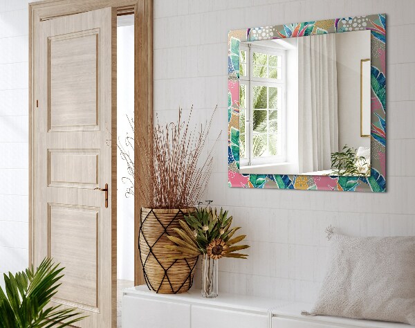 Spiegel mit aufdruck Blumen und Blätter