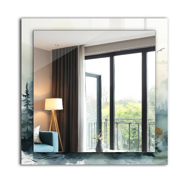 Spiegel mit aufdruck Wald im Nebel