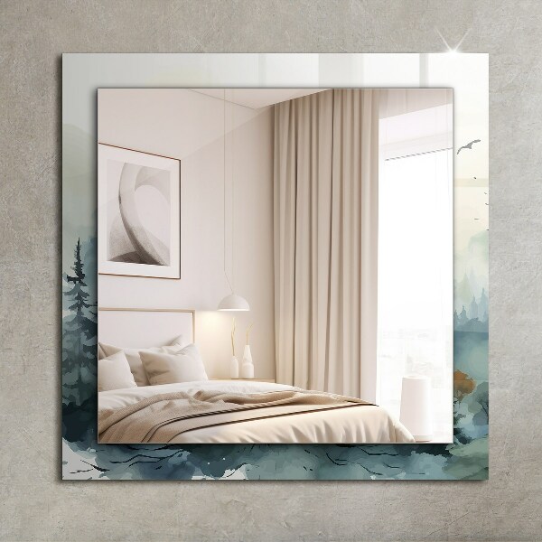 Spiegel mit aufdruck Wald im Nebel