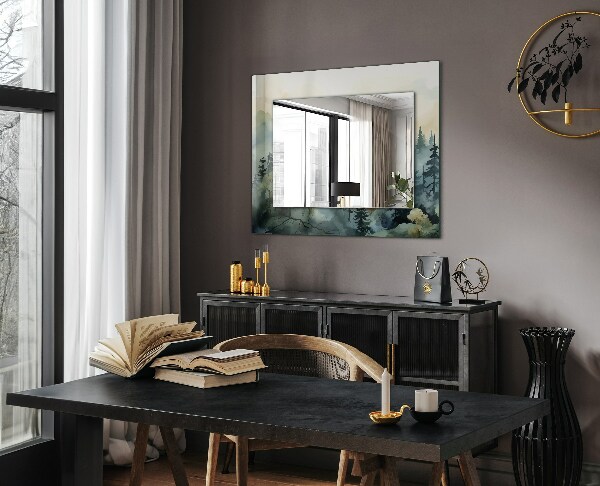 Spiegel mit aufdruck Wald im Nebel