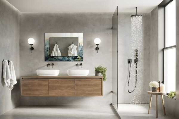 Spiegel mit aufdruck Wald im Nebel