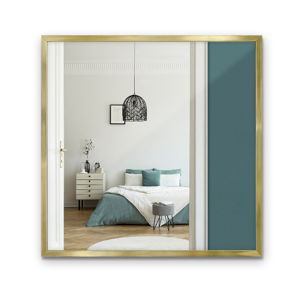 Schlichter quadratischer Spiegel in Gold 50x50 cm