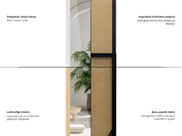 Standspiegel schwarz 36x156 cm