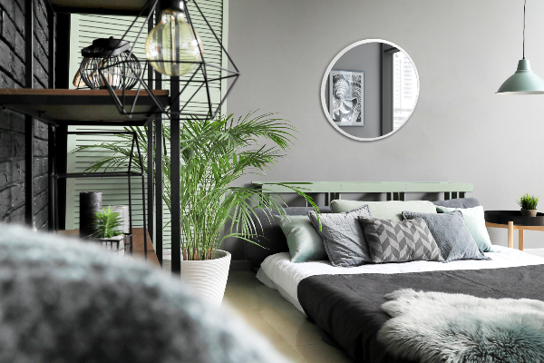 Badezimmer spiegel runder rahmen weiß fi 90 cm