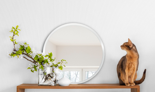 Badezimmer spiegel runder rahmen weiß fi 90 cm