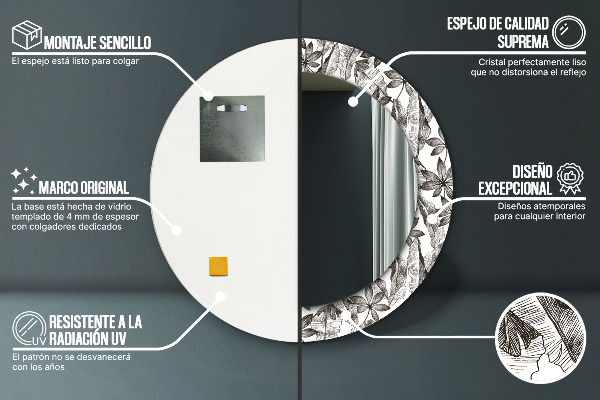 Runder spiegel bedrucktem rahmen Tropenblätter