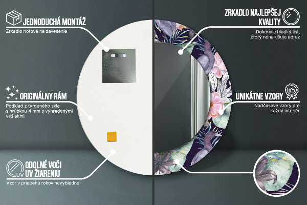 Runder spiegel mit dekorativem aufdruck Caps Vögel