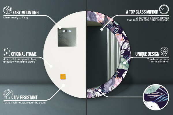 Runder spiegel mit dekorativem aufdruck Caps Vögel