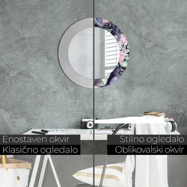 Runder spiegel mit dekorativem aufdruck Caps Vögel