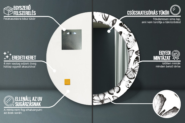 Runder spiegel aufdruck Schmetterling