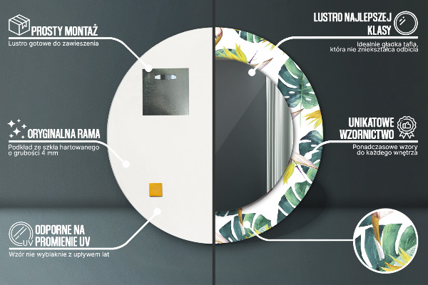 Runder spiegel aufdruck Tropenblätter