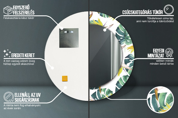 Runder spiegel aufdruck Tropenblätter