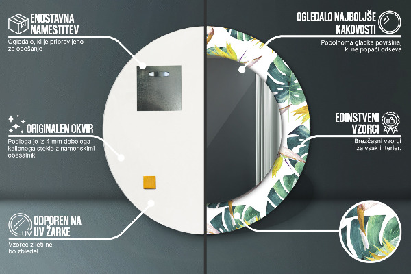 Runder spiegel aufdruck Tropenblätter