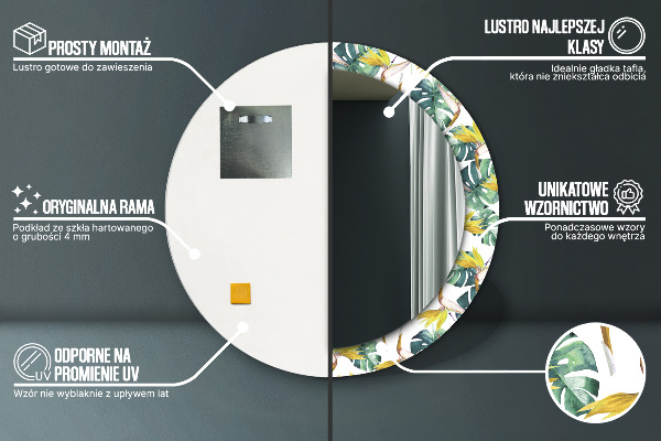 Runder spiegel aufdruck Tropenblätter