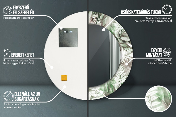 Runder spiegel aufdruck Aquarellblätter