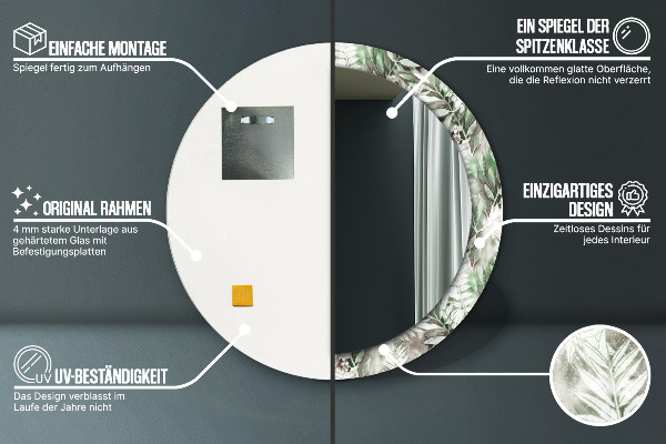 Runder spiegel aufdruck Aquarellblätter